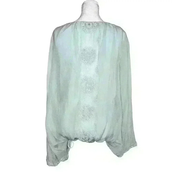 Giulia women's 100% silk blouse with back embroidery size medium - Picture 2 of 7